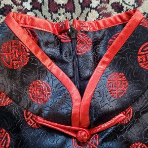 Chinese Shou Symbol Sleeveless Qi Pao Mini Dress